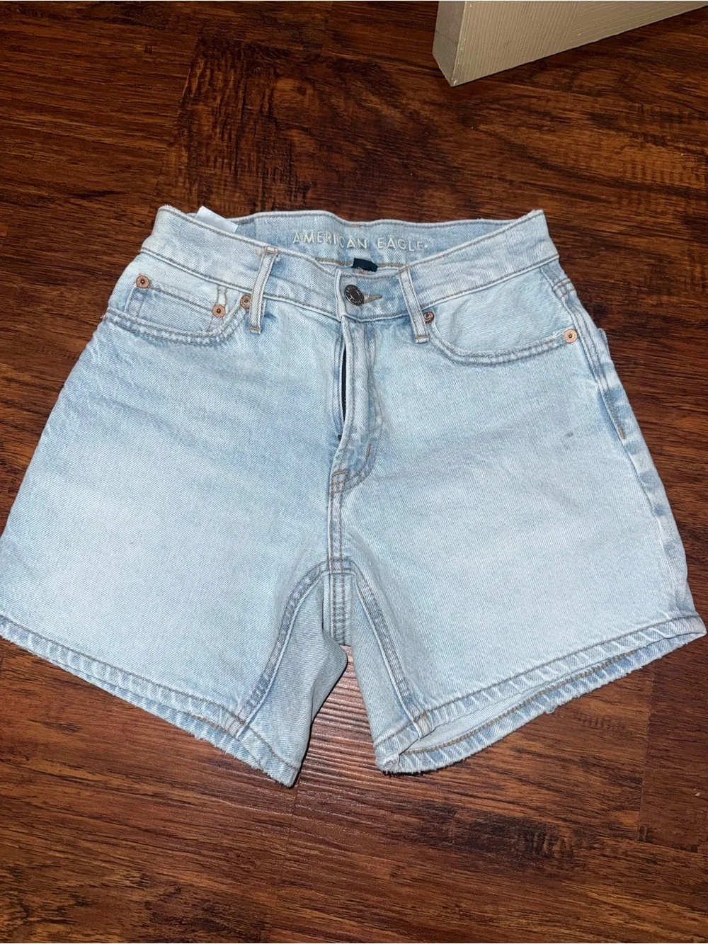 American Eagle Outfitters Light Blue High-Rise Denim Shorts